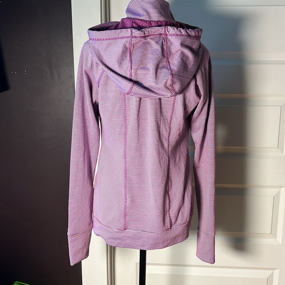 Tangerine Hoodie Purple Stripe 1/2 Zip Women’s Pullover Pocket Medium - Picture 6 of 8